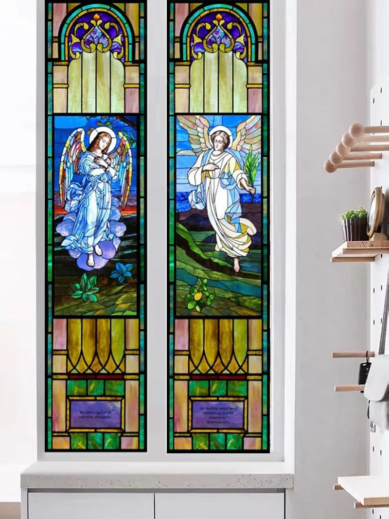 Stained Glass Window Film, Simulated Frosted, Static Cling, Privacy, Door Sticker, Church Jesus Painting, Custom Size