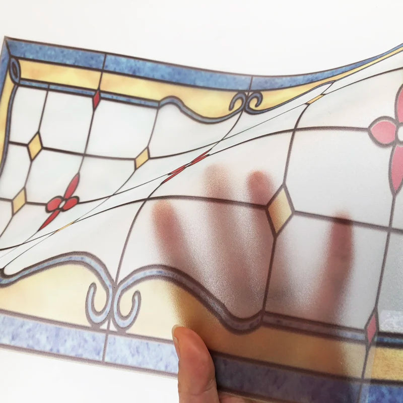 Custom Size Frosted Window Film,European Style Art Translucent Stained Glass Films, Door Stickers,Privacy Instead Curtains