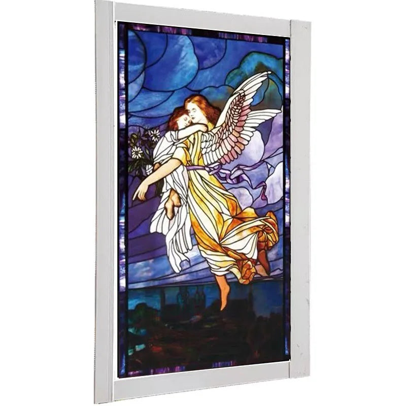 European Church Jesus,Angel Glass Films Stained Window Opaque Frosted Sticker Self Adhesive/Static Cling  Privacy do custom size