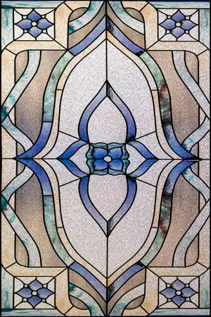 Frosted Stained Glass Window Film, Custom Size Privacy Static Cling, Prairie Style for Kitchen, Bathroom, Office, Skylight