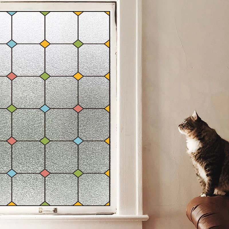 Custom Size Stained Glass Window Film Frosted No Glue Static Cling Privacy Sticker For Home Decoration For Kitchen Door Bathroom