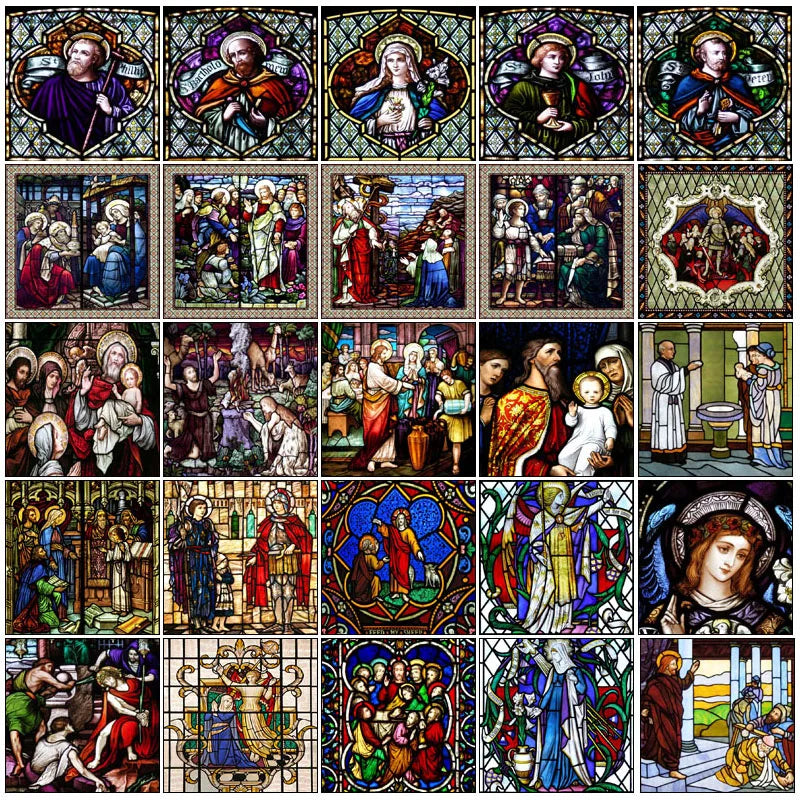 Custom Frosted Stained Glass Window Film,PVC Static Cling ,Retro Church Jesus Decor Foil Stickers Window Treatment Home Decor