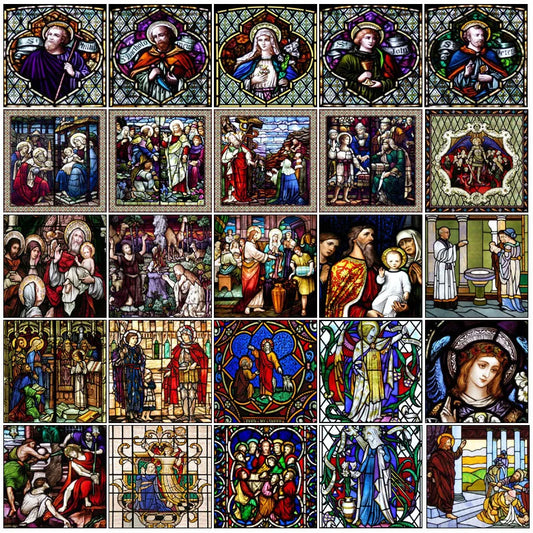 Custom Frosted Stained Glass Window Film,PVC Static Cling ,Retro Church Jesus Decor Foil Stickers Window Treatment Home Decor