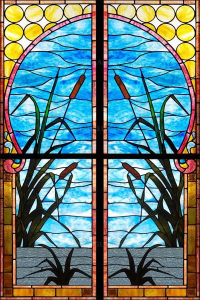 Custom Size Stained Glass Window Film Decorative Frosted Privacy Sticker Non Adhesive Static Cling Removable Retro Village Life