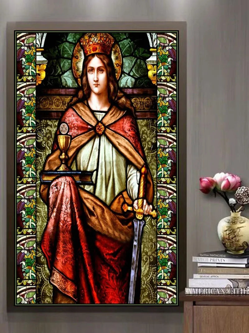 Custom size Stained Glass Window Film European Retro Church Painted Frosted Static Cling Angels Christian Art Virgin Mary