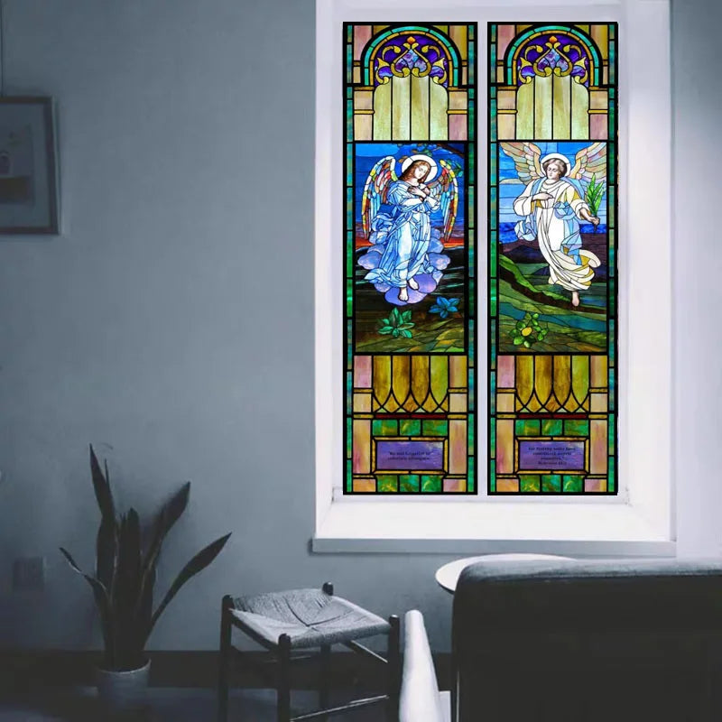 Stained Glass Window Film, Simulated Frosted, Static Cling, Privacy, Door Sticker, Church Jesus Painting, Custom Size