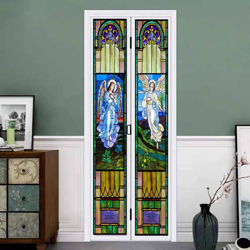 Stained Glass Window Film, Simulated Frosted, Static Cling, Privacy, Door Sticker, Church Jesus Painting, Custom Size