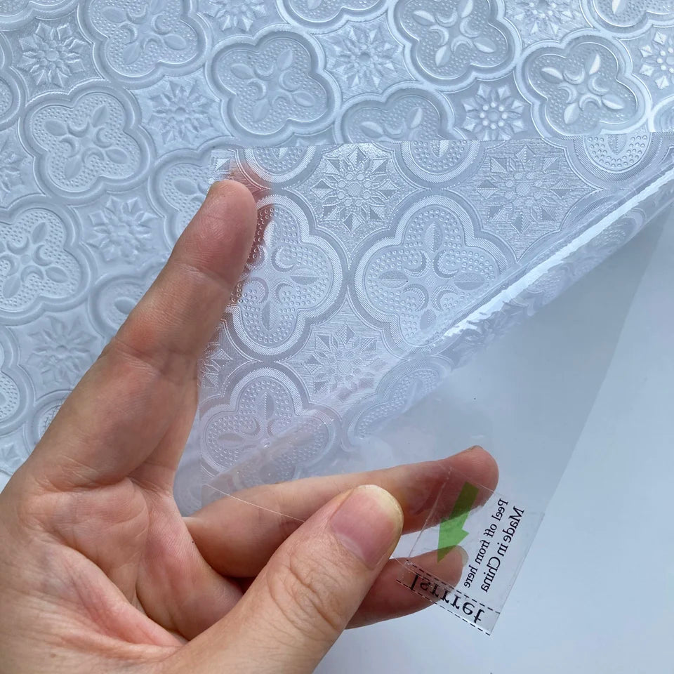 3D Static Cling Glass Films, Retro Decorative Sticker, Privacy etched Glass Window Vinyl, No-Glue, Laser Film for Bathroom Door