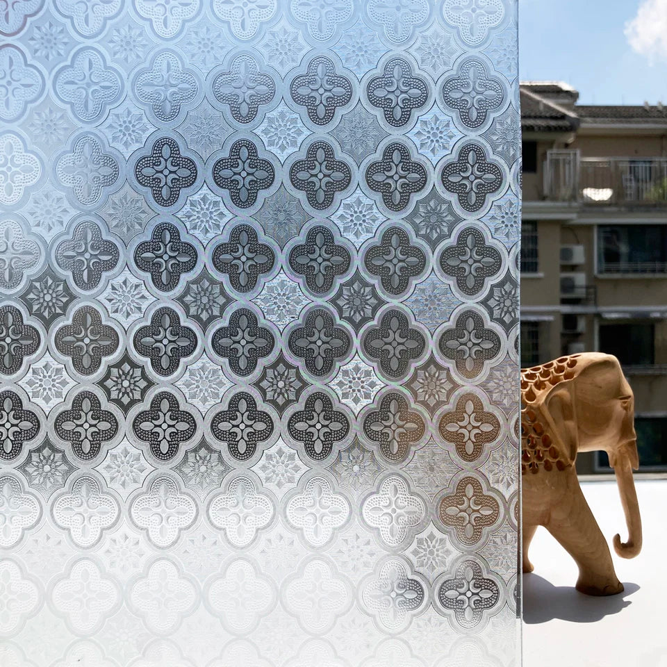 3D Static Cling Glass Films, Retro Decorative Sticker, Privacy etched Glass Window Vinyl, No-Glue, Laser Film for Bathroom Door