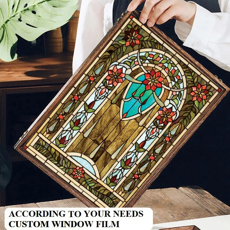 Window Film Frosted Stained Glass Films,Customized Static Cling Sticker,Privacy Protection Reusable Home-Decor Suncatcher