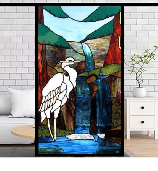 Frosted Privacy Window Film, Stained Glass Film, European Church Style, Colorful Window Stickers, Shower and Bathroom