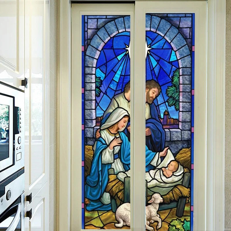 Custom size Window Films The Birth of Jesus Christ European Church Mosaic Art Glass Film Stained Window Opaque Sticker