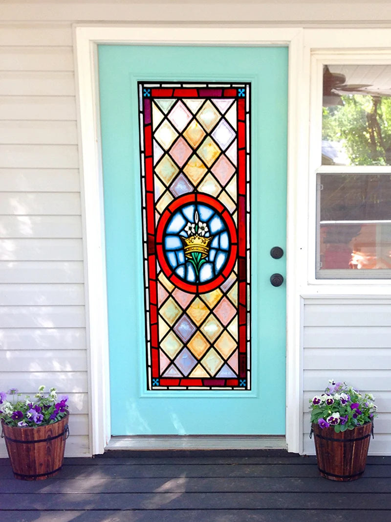 Window Film Frosted Stained Glass Films,Customized Religious Symbols Cross Christ Picture,Static Cling Sticker For Door Glass