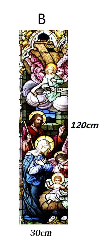 Custom size Stained Glass Window Film Jesus Virgin Mary,Home decor Frosted foil door stickers ,Church poster