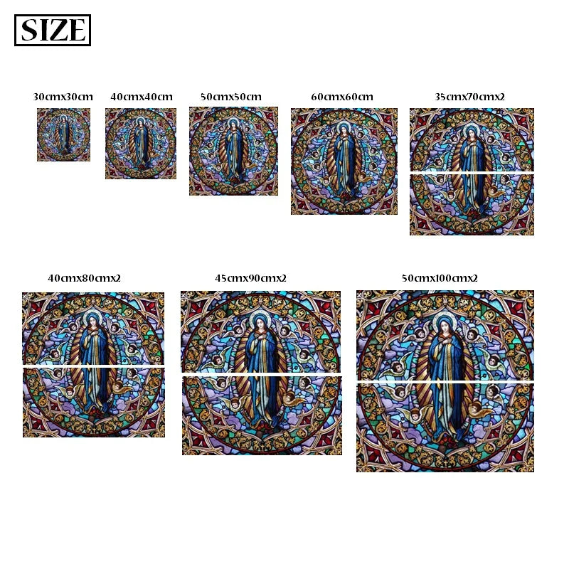 Custom Frosted Stained Glass Window Film,PVC Self-Adhesive Window Films,Retro Church Jesus Decor Foil Stickers, Window Treatment
