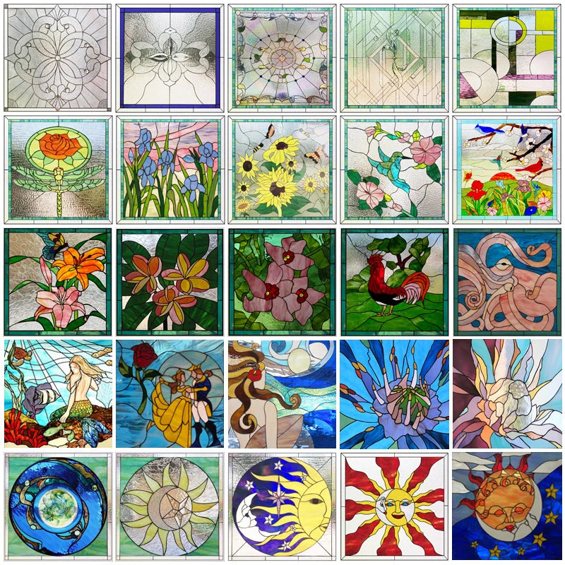 Window Film Frosted Stained Glass Films European Static Cling Privacy Films Door Sticker Kitchen Office Home Decor Customized