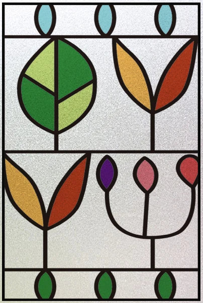 Stained Glass Door Stickers, Windows Glass Films, Frosted, 3D Etched, Transparent, Customized Leaves for Kitchen Office Bathr