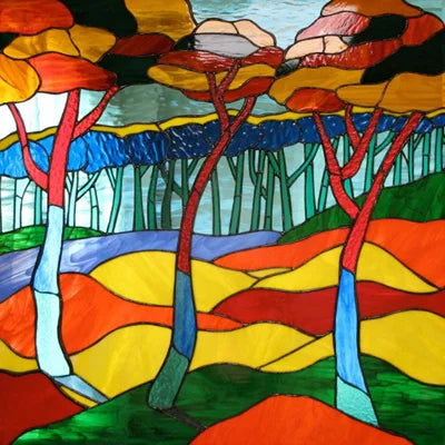 Window Film Frosted Stained Glass Films,Customized Static Cling Stickers,Shower Bathroom Kithchen Skylight Decor Scenic Tree