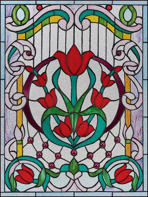 Window Film Frosted Stained Glass Films Customized Victorian-style Static Cling Sticker Kitchen Bathroom Substitute for Curtains