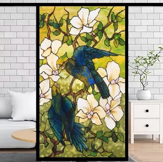 Frosted Privacy Window Film, Stained Glass Film, European Church Style, Colorful Window Stickers, Shower and Bathroom