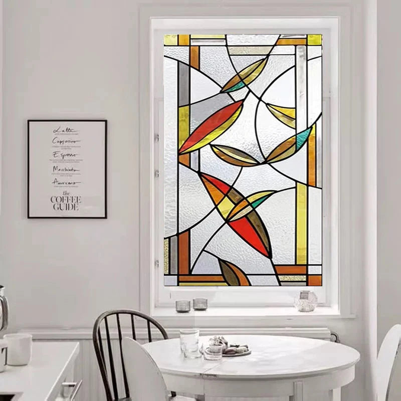 European Church Glass Film Stained Window Opaque Sticker Self Adhesive/Static Cling Decor Privacy Frosted Films Custom Size