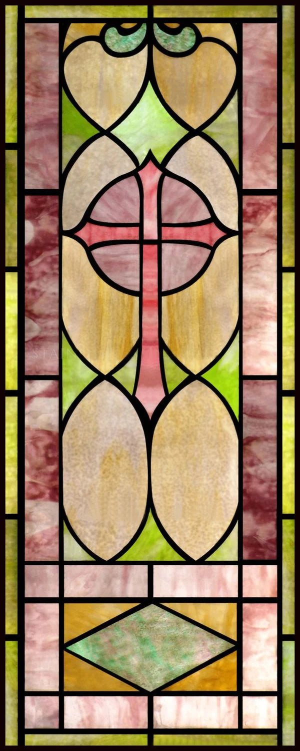 Window Film Frosted Stained Glass Films Door Sticker,Customized Crosses Static Cling Church Pattern for Office Home Decor