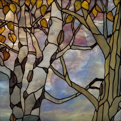 Window Film Frosted Stained Glass Films,Customized Static Cling Stickers,Shower Bathroom Kithchen Skylight Decor Scenic Tree