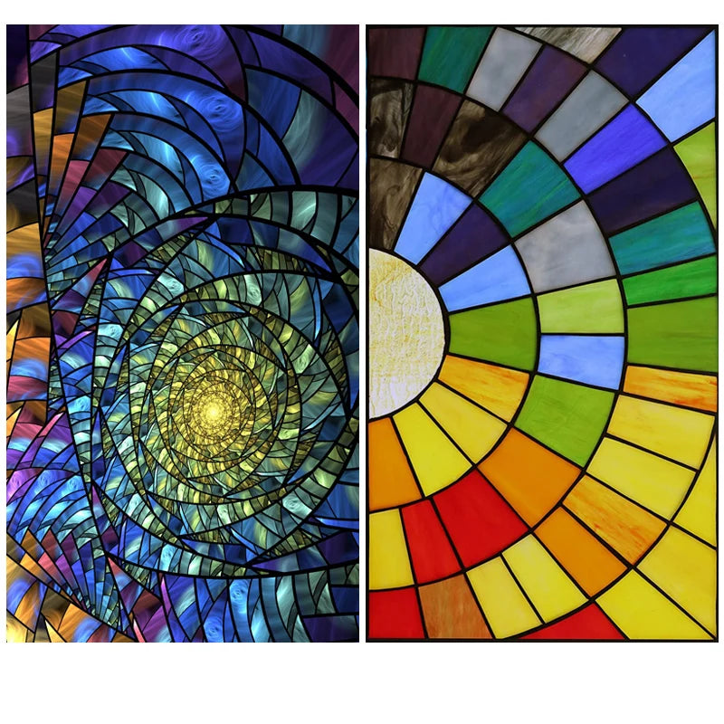 Custom Size Window Film, Stained Glass Stickers, Static Cling, 3D Print Rainbow Mosaic for Window Door, Home Decor