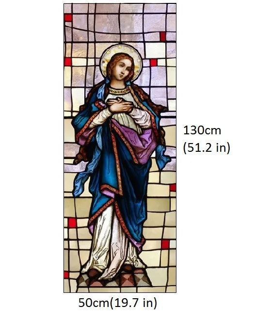 Stained Privacy Window Film Frosted Window Sticker Vinyl Glass Films For Home Office Church Madonna Mary Picture
