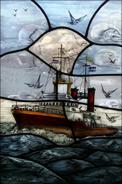 Custom Size Stained Glass Window Film Decorative Frosted Privacy Sticker Non Adhesive Static Cling Removable Retro Village Life