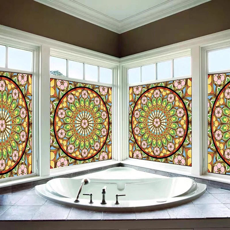 custom size window film electrostatic/self-adhesive frosted stained glass window films church home foil door stickers