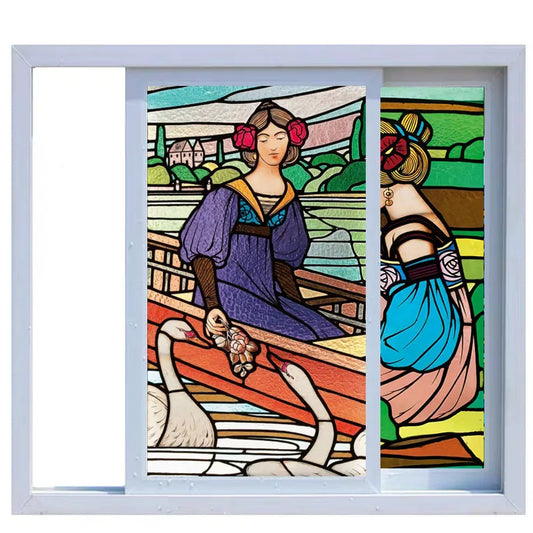 Custom Size Stained Glass Window Film, Church Sticker, Girl Angel Painting, Kitchen, Bathroom, Bedroom, Door, Home Decor