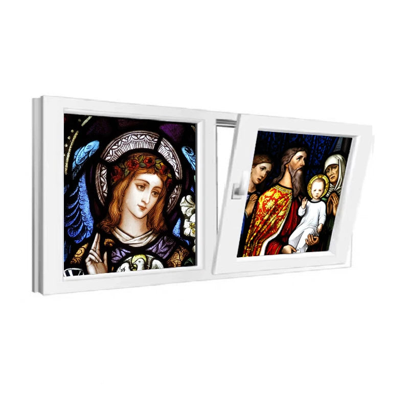 Custom Frosted Stained Glass Window Film,PVC Static Cling ,Retro Church Jesus Decor Foil Stickers Window Treatment Home Decor