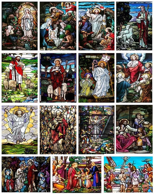 Custom Size Christian Pictures, Window Film, Door Sticker, Wall Stickers, Glass Decor, Church Jesus Self-adhesive Stained Opaque