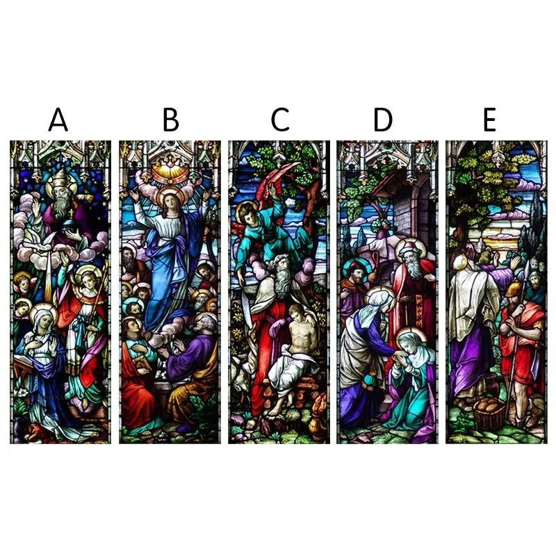 Custom size Window film Door sticker Christian Pictures Wall stickers Glass decor church Jesus self-adhesive Stained Poster