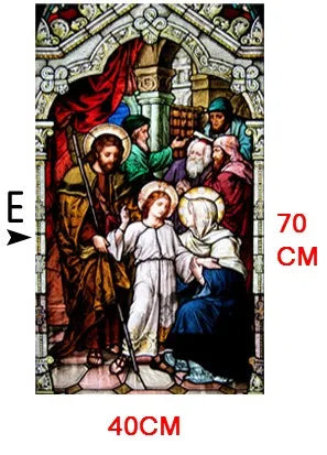 Decorative self adhesive frosted stained continental window film Crucifixion of Jesus/Christ God and the Virgin Mary