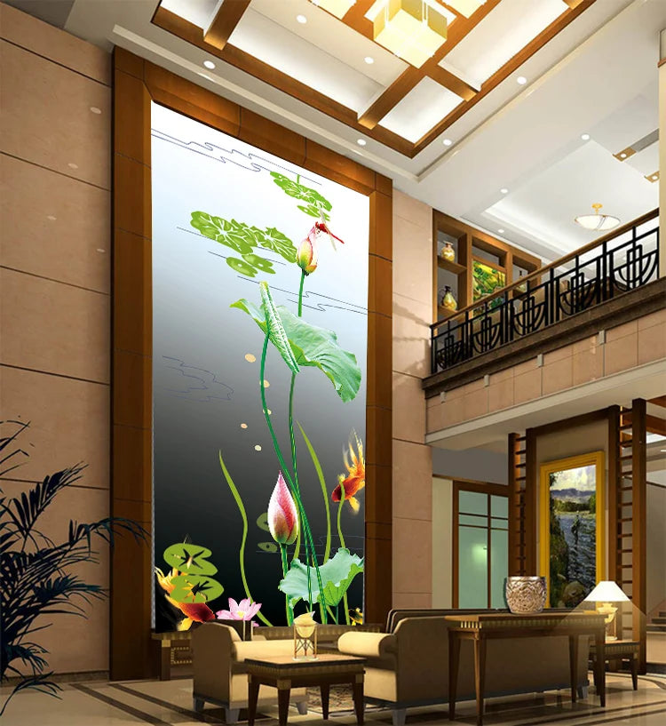 Custom Size Window Films PVC Self Adhesive or Static Cling Glass Film Home Decorative Frosted Privacy Sticker Lotus flower