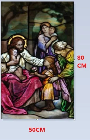 Custom Size Christian Pictures, Window Film, Door Sticker, Wall Stickers, Glass Decor, Church Jesus Self-adhesive Stained Opaque