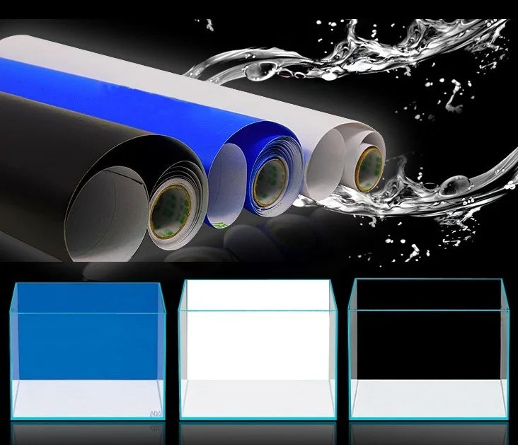 Aquarium Background Glass Sticker, Ocean Landscape Poster, Fish Tank Films, Black, White, Blue, 3 Colors, 50cm x 100cm