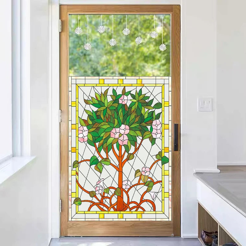 Window Film Frosted Stained Glass Films,Customized Church Home Foil Door Stickers Satic Cling For Bathroom Kitchen Door Skylight