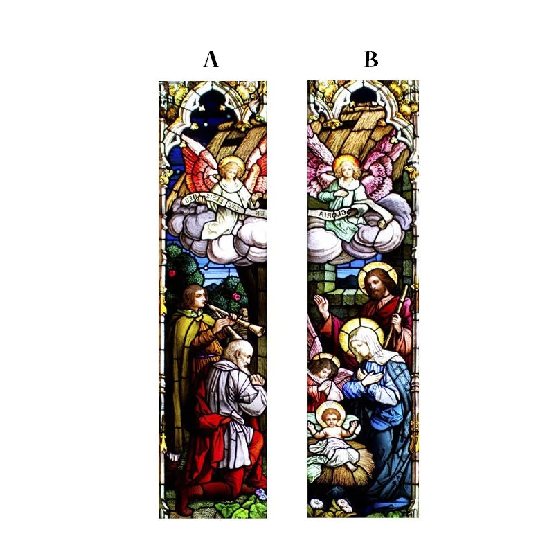 Custom Size Stained Glass Window Film, Jesus Virgin Mary,Frosted Foil Stickers for Sliding Door, Frendch Windows,Church Poster