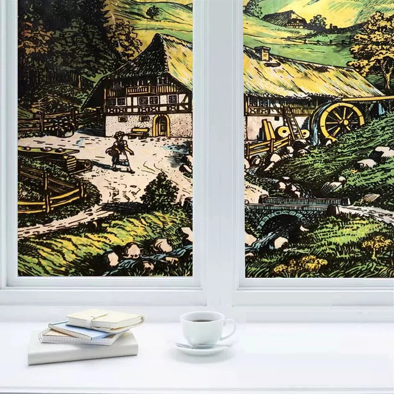 Custom size Window Film Stained Glass Films Frosted Privacy Static Cling Door Stickers Kitchen Bathroom Skylight Decor