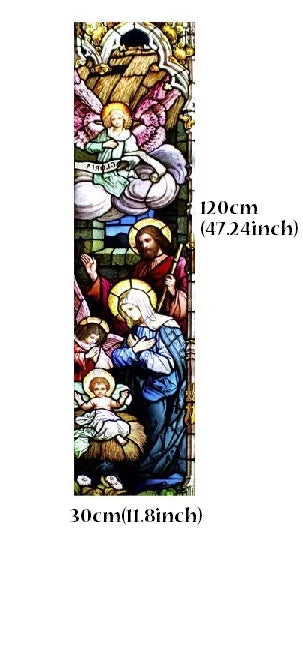 Custom Size Stained Glass Window Film, Jesus Virgin Mary,Frosted Foil Stickers for Sliding Door, Frendch Windows,Church Poster