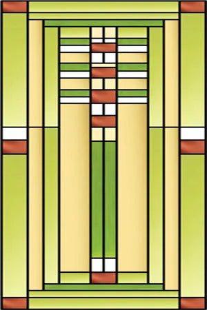 Frosted Stained Glass Window Film, Custom Size Privacy Static Cling, Prairie Style for Kitchen, Bathroom, Office, Skylight