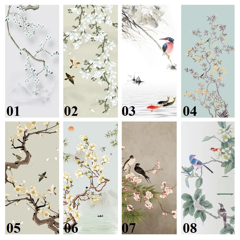 Custom size Window Film Stained Glass Films for Door Wardrobe Windows Office Home Decor Opaque Frosted Static Cling Floral Birds