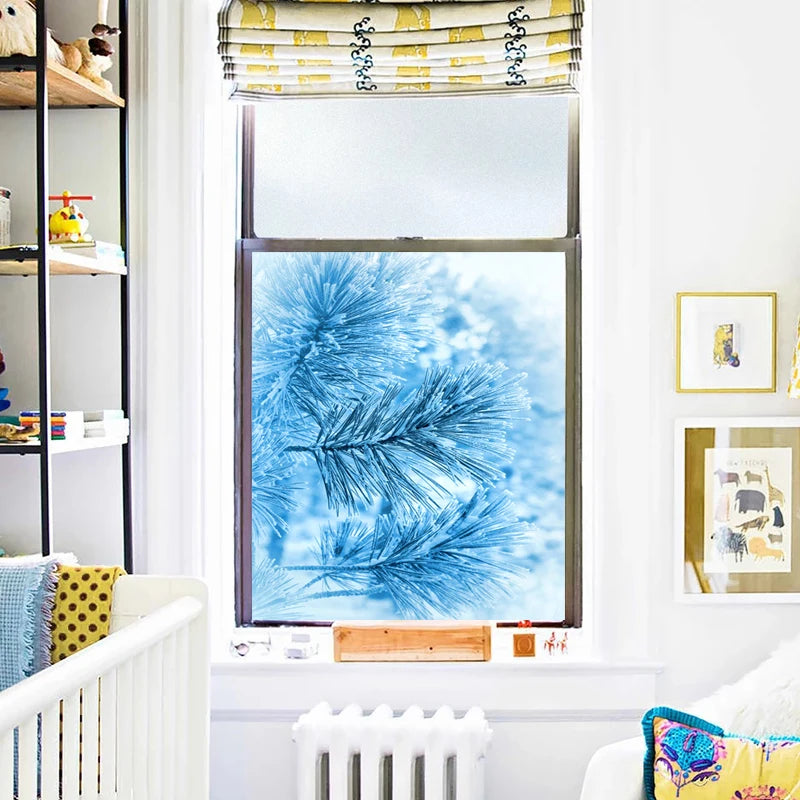 Custom Size Frosted Window Film Privacy Sticker Window Stickers Stained Glass Opaque Static Cling Snow in Winter-Cool in Summer