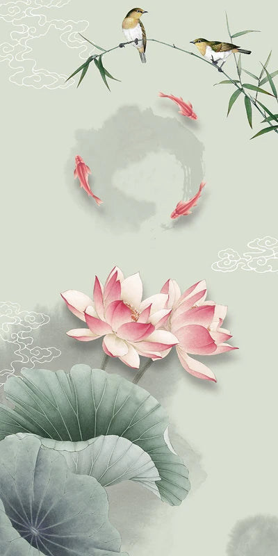 Stained Glass Door Stickers, Opaque Self-Adhesive, Lotus Poster for Kitchen, Bedroom, Bathroom, Customized Size