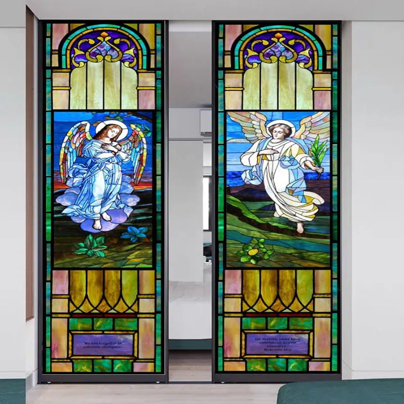 Stained Glass Window Film, Simulated Frosted, Static Cling, Privacy, Door Sticker, Church Jesus Painting, Custom Size