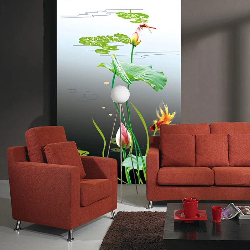 Custom Size Window Films PVC Self Adhesive or Static Cling Glass Film Home Decorative Frosted Privacy Sticker Lotus flower