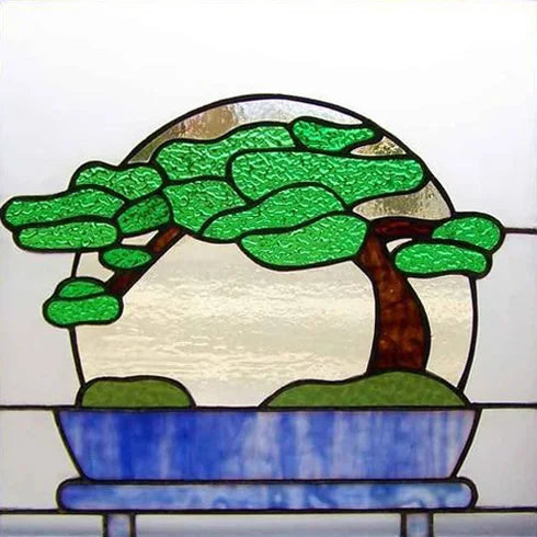 Window Film Frosted Stained Glass Films,Customized Static Cling Stickers,Shower Bathroom Kithchen Skylight Decor Scenic Tree